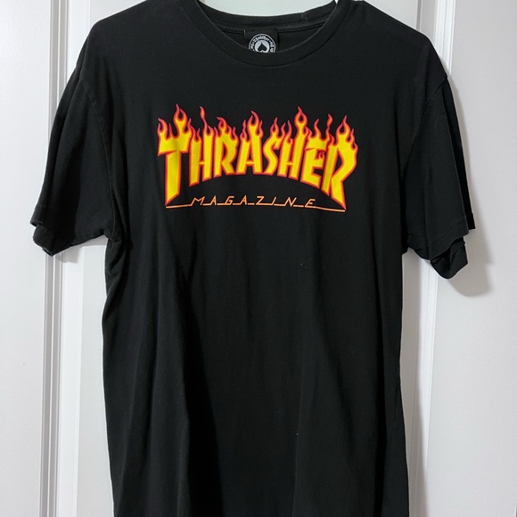 Thrasher Black Tee with Flame Logo - Picture 1 of 4